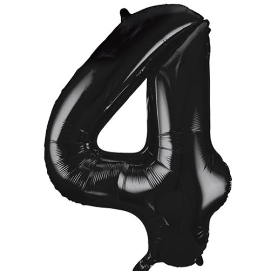 34IN BLACK NUMBER 4 BALLOON INFLATED