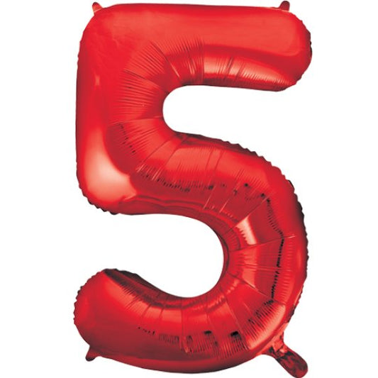 34IN RED NUMBER 5 BALLOON