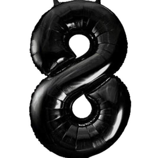 34IN BLACK NUMBER 8 BALLOON INFLATED
