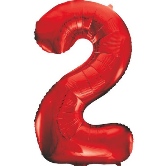 34IN RED NUMBER 2 BALLOON
