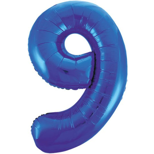 34IN BLUE NUMBER 9 BALLOON INFLATED