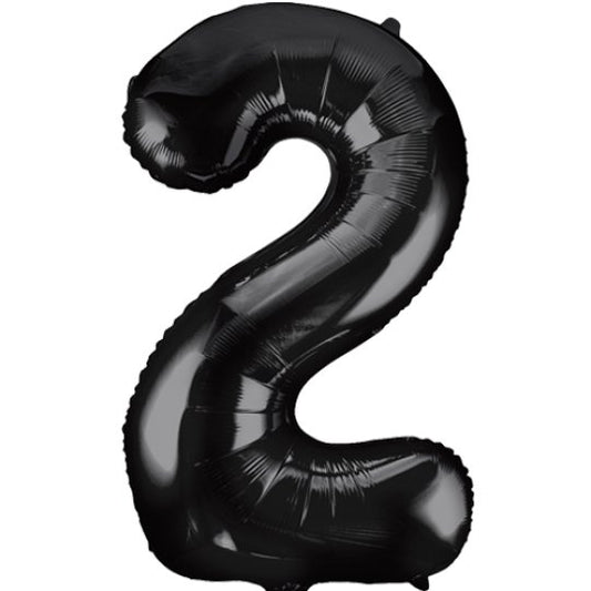 34IN BLACK NUMBER 2 BALLOON INFLATED