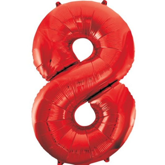 34IN RED NUMBER 8 BALLOON