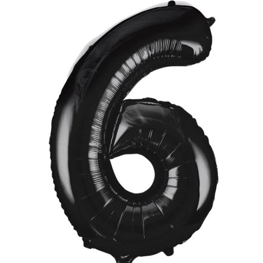 34IN BLACK NUMBER 6 BALLOON INFLATED