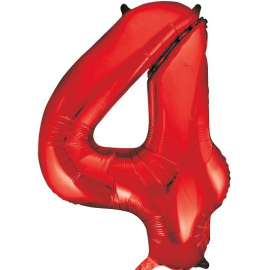 34IN RED NUMBER 4 BALLOON