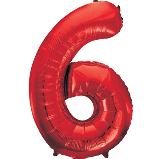 34IN RED NUMBER 6 BALLOON