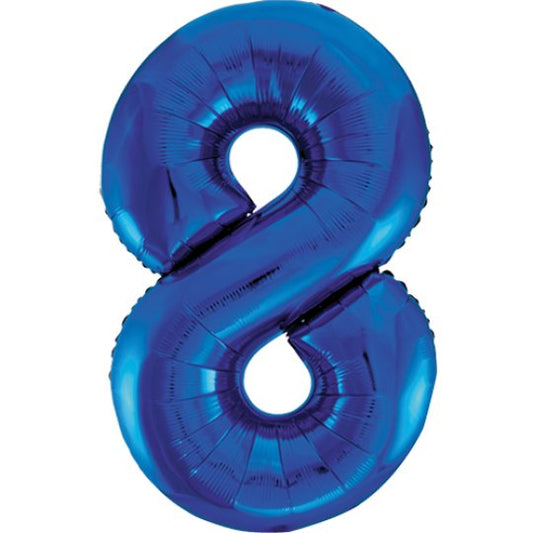 34IN BLUE NUMBER 8 BALLOON INFLATED