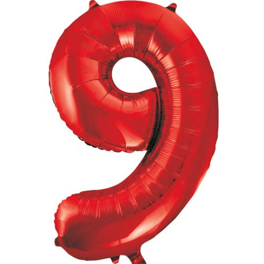 34IN RED NUMBER 9 BALLOON